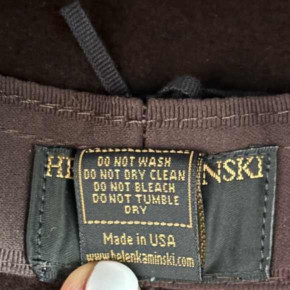 Helen Kaminski Australia Brown Leather Band Gold Accent Felt Bucket Hat EUC O/S main image 6